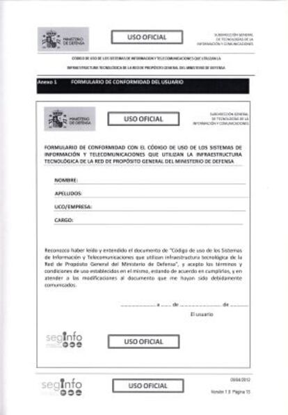 Formulario de conformidad que firman los usuarios de WAN PG.