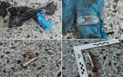 Cuatro de las fotos con restos de la bomba publicadas por 'The New York Times'.