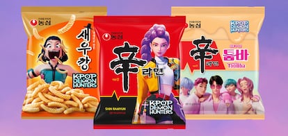 Snacks de 'Las guerreras Kpop' que la marca Nongshim ha sacado meses tras el estreno del filme.