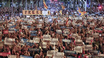 Manifestaci&oacute;n anoche en Barcelona.