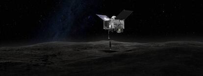 Ilustración del momento en que la misión Osiris tomará muestras del asteroide