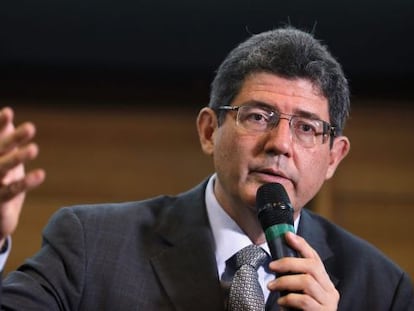 Joaquim Levy durante palestra em S&atilde;o Paulo. 