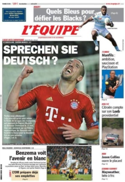 Portada del diario francés L'Equipe