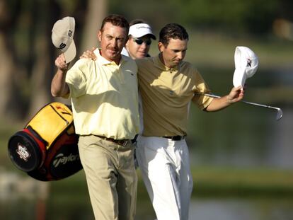 Copa del Mundo Sevilla de 2004: Sergio García y Jiménez, juntos por el campo.