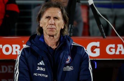 Ricardo Gareca reacciona en el partido contra Brasil de las eliminatorias sudamericanas para el Mundial de 2026. El 10 de octubre de 2024.