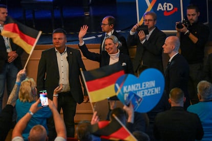 Asistentes a un mitin de la candidata de AfD, Alice Weidel, el 9 de febrero en Heidenheim (Alemania).