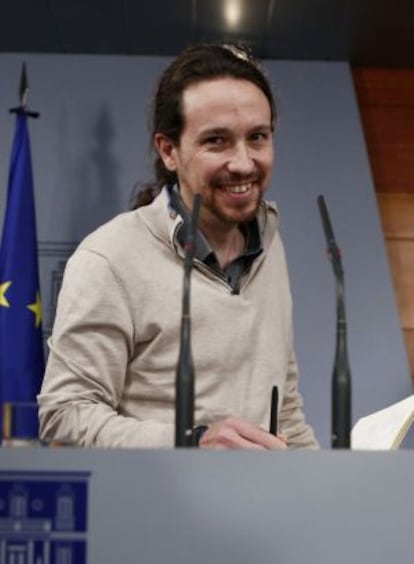 Rueda de prensa de Pablo Iglesias, líder de Podemos.