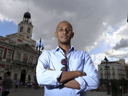 Abdirizak, un refugiado de Somalia, en su lugar favorito de Madrid. 