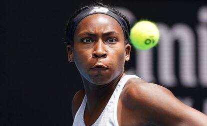 Cori Gauff, durante el partido de la segunda ronda contra Cirstea en Melbourne.