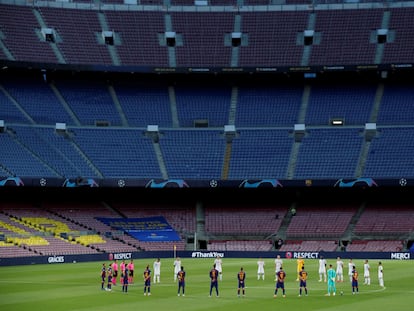 El Camp Nou, vacío en el duelo ante el Nápoles, la temporada pasada.