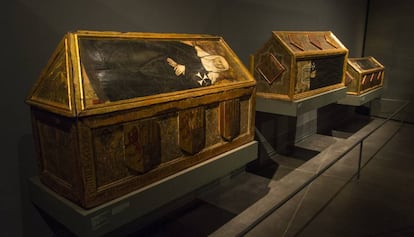 Tres de las piezas que reclama Aragón que se exhiben en el museo de Lleida.