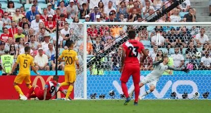 Vista general del gol de Paolo Guerrero para Perú.