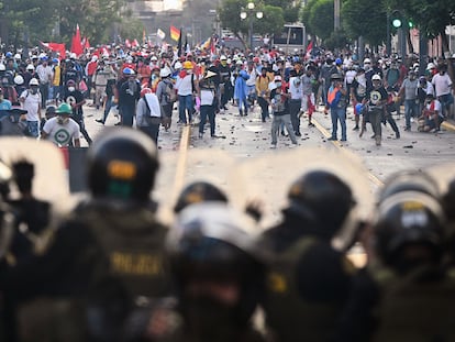 Protesta contra Dina Boluarte en Lima el 24 de enero 2023.