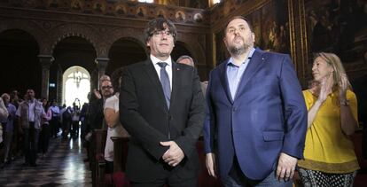 Carles Puigdemont i Oriol Junqueras aquest dilluns.