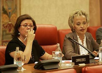 A la izquierda, Enriqueta Chicano, de la Federación de Mujeres Progresistas, en el Congreso.