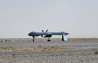 Un dron de la Fuerza Aérea de Estados Unidos en el aeropuerto de Kandahar (Afganistán).