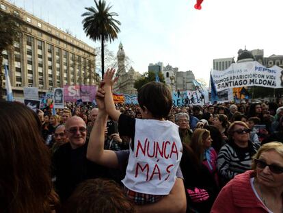 Movilizaci&oacute;n para exigir la aparici&oacute;n de Santiago Maldonado, el 1 de septiembre.