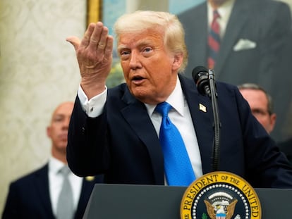 Donald Trump, este lunes, en el Despacho Oval de la Casa Blanca.