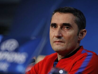 Ernesto Valverde en la conferencia de prensa. 