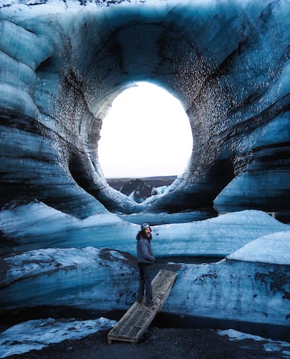 Emilio en el glaciar del volcán de Katla, Islandia.