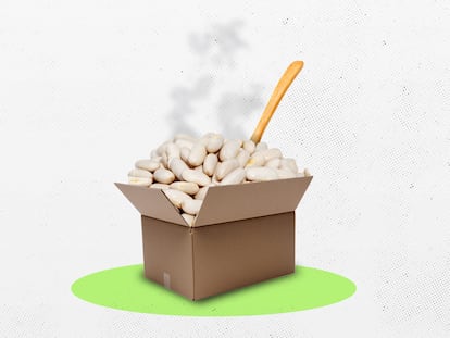 Cocer alubias en una caja de cartón
