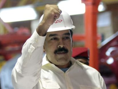Maduro, este miércoles en Venezuela en una fábrica de una firma china.
