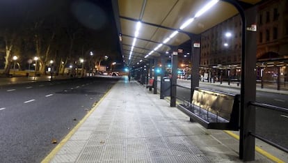 A bus station in Buenos Aires is empty on Tuesday.