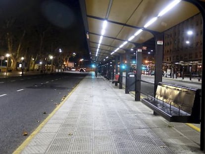 A bus station in Buenos Aires is empty on Tuesday.