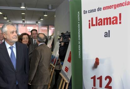 José Antonio Griñán, esta mañana en Jaén, donde ha inaugurado un centro de emergencias.