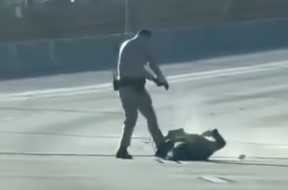 A still from the video of the incident recorded by a passerby on a cell phone.