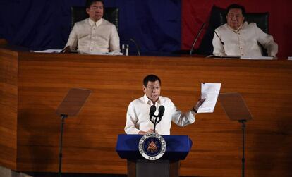 El presidente filipino en su primer discurso oficial ante el Congreso.