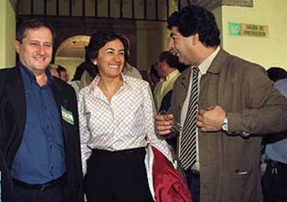 Willy Meyer, Rosa Aguilar y Diego Valderas, ayer, en Córdoba.