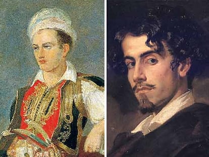 Retratos del poeta británico Lord Byron y del poeta y narrador español Gustavo Adolfo Bécquer.