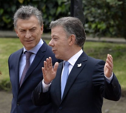Macri y Santos, en la Casa de Nariño de Bogotá.