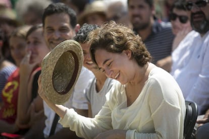 Ada Colau, a l'acte de la Diada organitzat per Podem.