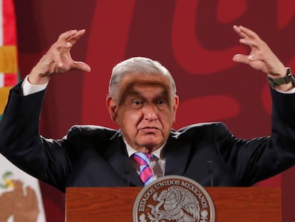 El presidente Andrés Manuel López obrador, en su rueda de prensa matutina este miércoles.