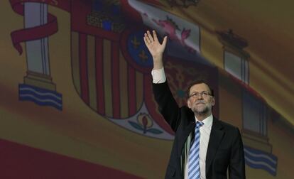 Mariano Rajoy, presidente  del PP, durante su intervención en la Convención Nacional del partido celebrada en Madrid, el 23 de enero de 2015.