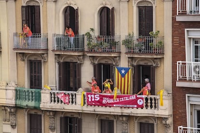 Vista de algumas das varandas próximas à avenida da Diagonal, uma das principais vias de Barcelona.