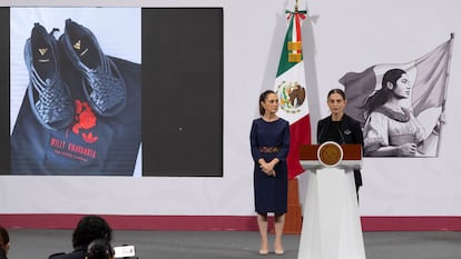 Claudia Sheinbaum habla del calzado 'Oaxaca Slip-On' de Adidas.