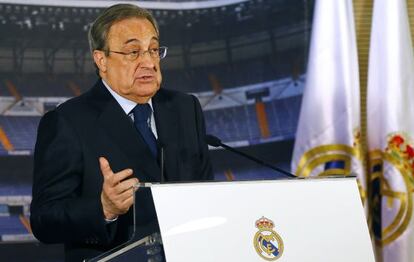 Florentino Pérez durante la rueda de prensa.