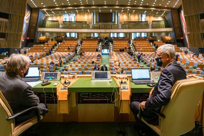 Vista de la Asamblea General de la ONU desde la presidencia.