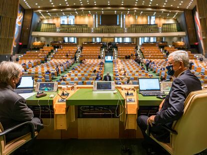 Vista de la Asamblea General de la ONU desde la presidencia.