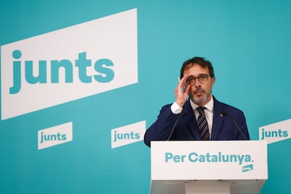 El vicepresidente y portavoz de Junts per Catalunya, Josep Rius, el pasado lunes en la sede la formación en Barcelona.