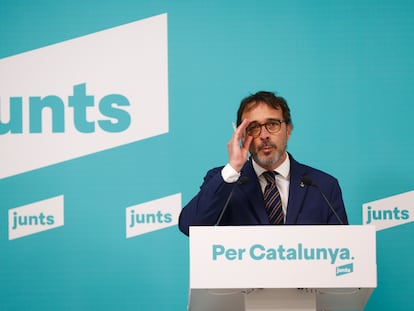 El vicepresidente y portavoz de Junts per Catalunya, Josep Rius, el pasado lunes en la sede la formación en Barcelona.