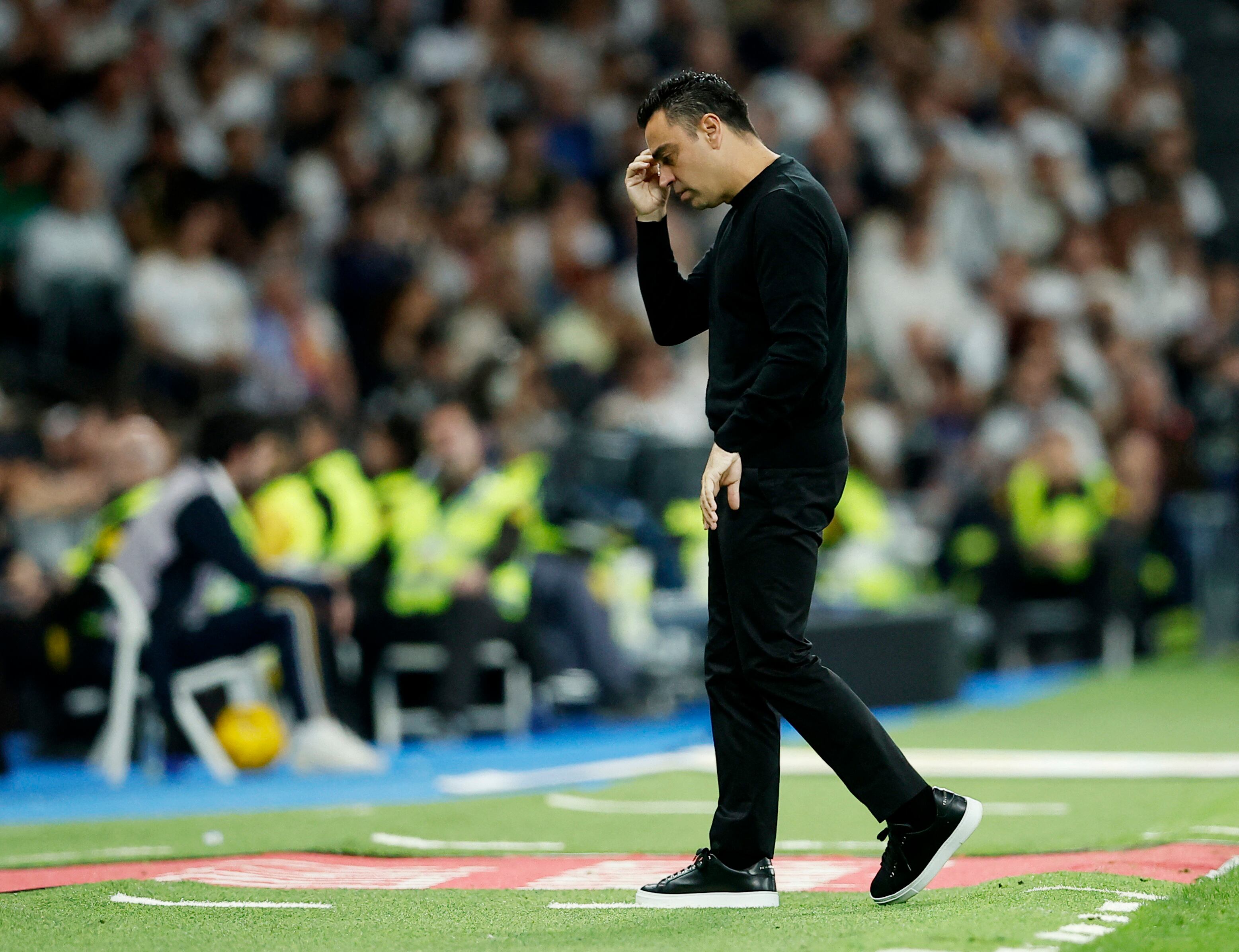 Xavi, entrenador del Barcelona, en un momento del partido.