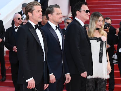Brad Pitt, Leonardo DiCaprio, Quentin Tarantino y Margot Robbie.