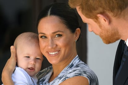 The Duke and Duchess of Sussex with their son Archie on an official visit to South Africa on September 15, 2019.