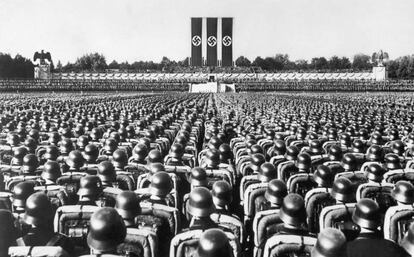 Discurso de Hitler en el congreso del partido nazi de 1936 en Núremberg. 
 