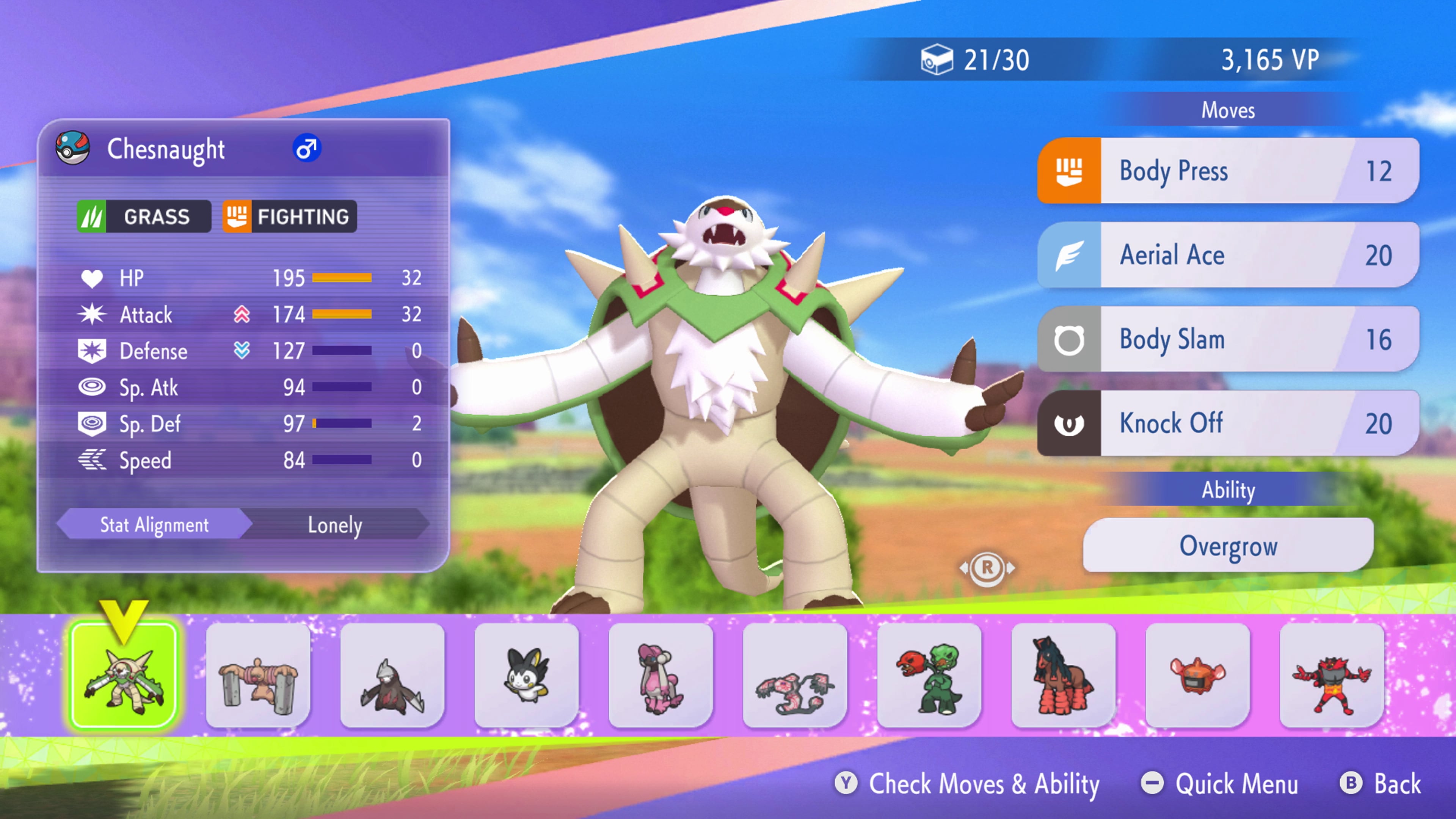 La pantalla desde donde se selecciona un Pokémon a la hora de reclutar.