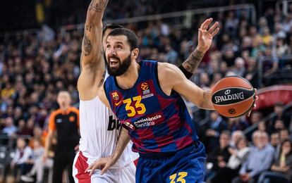 Mirotic, en un partido Barça-Olympiacos.